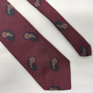 ROBERT TALBOTT NORDSTROM SILK TIE RED BLUE HOUNDSTOOTH PAISLEY PATTERN 3.5"